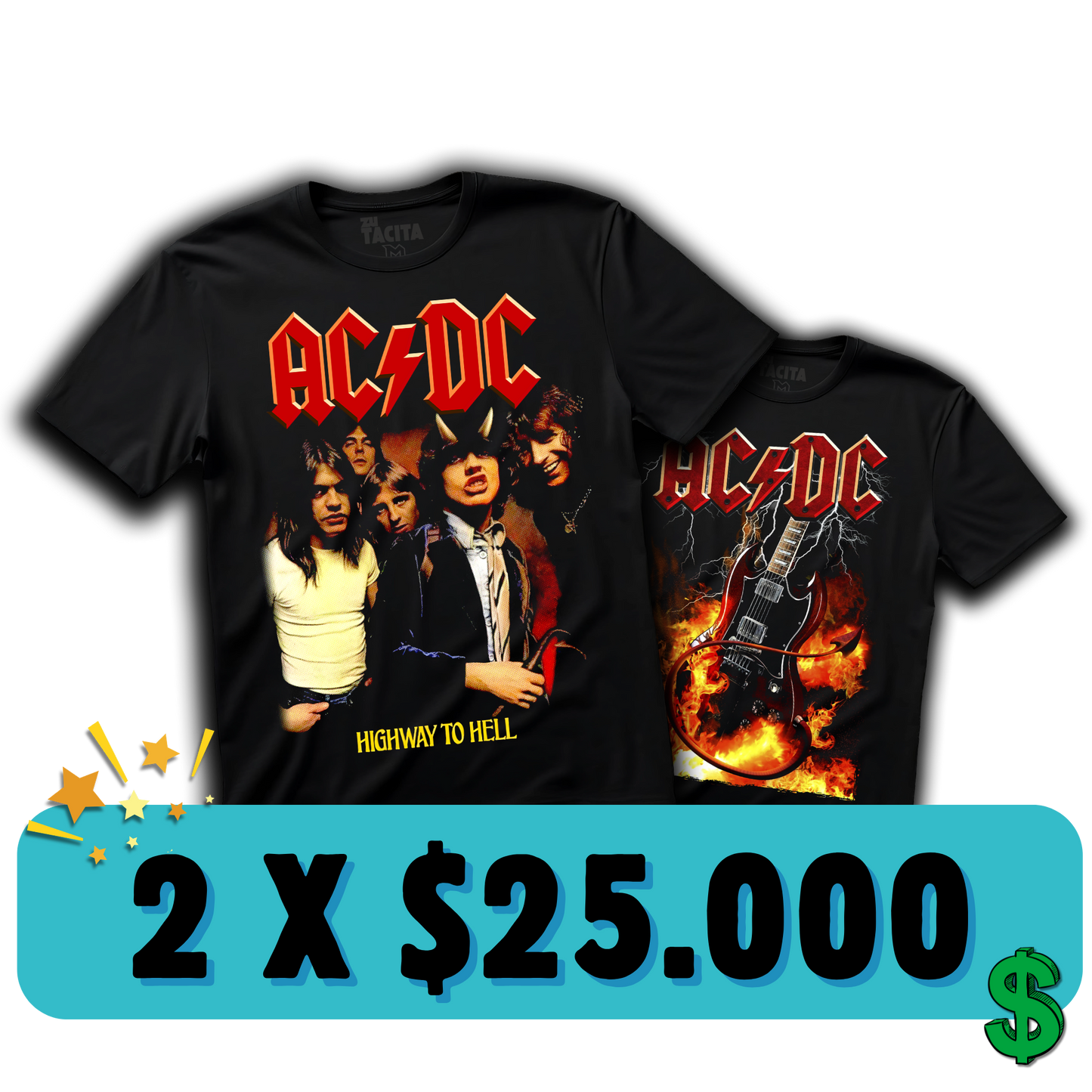 2 POLERAS DE ACDC POR $25.000