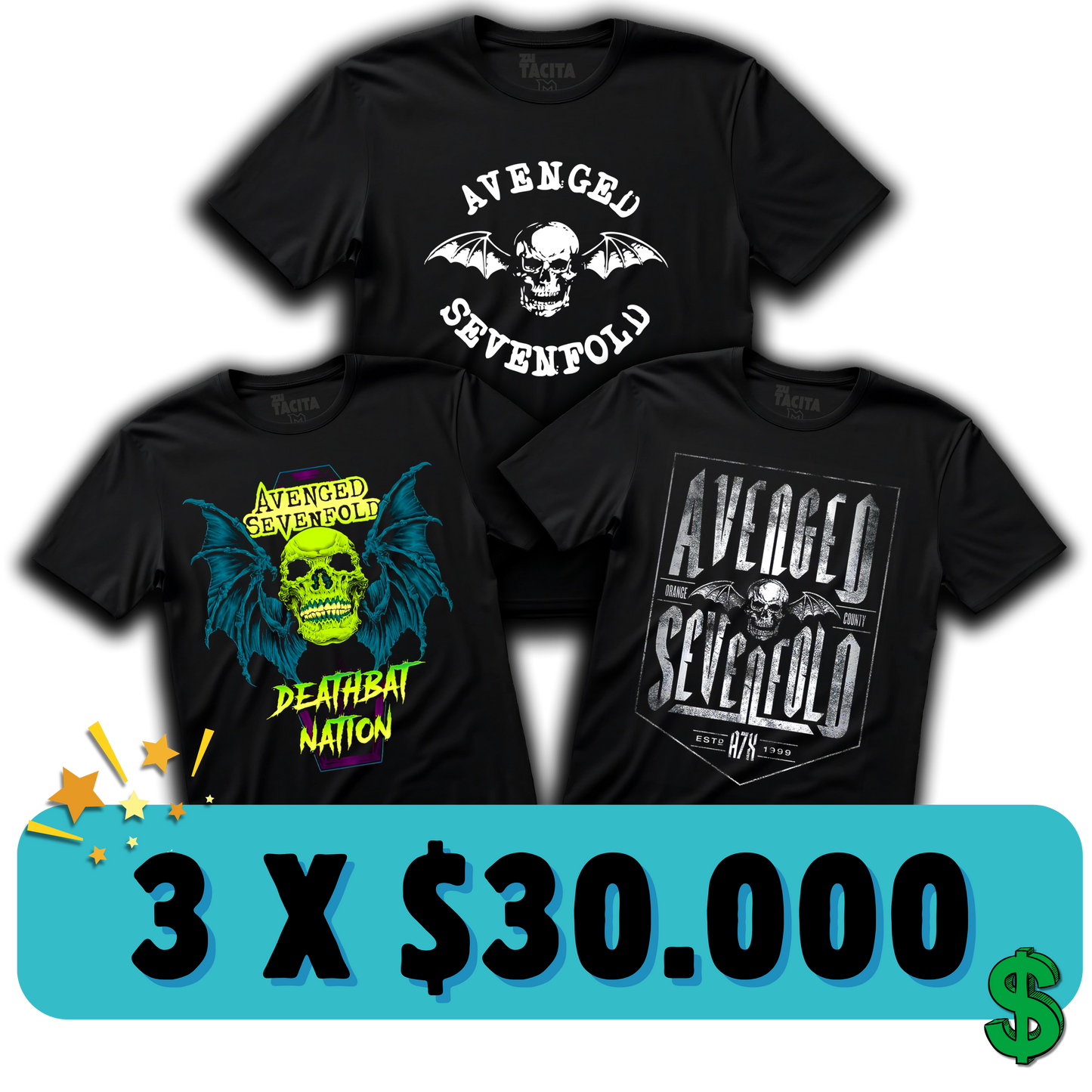 3 POLERAS AVENGED POR $30.000