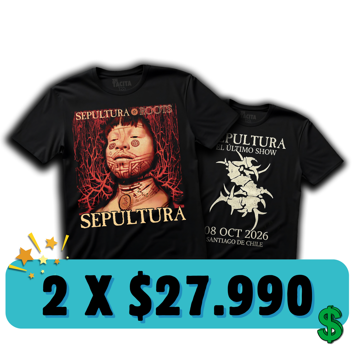 ELIGE 2 POLERAS DE SEPULTURA POR $27.990