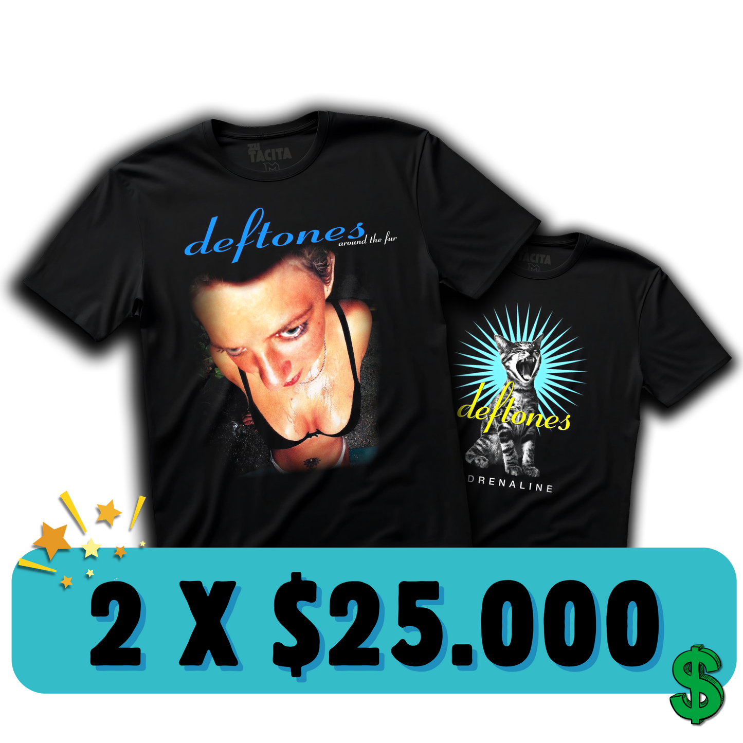 2 POLERAS DE DEFTONES POR $25.000