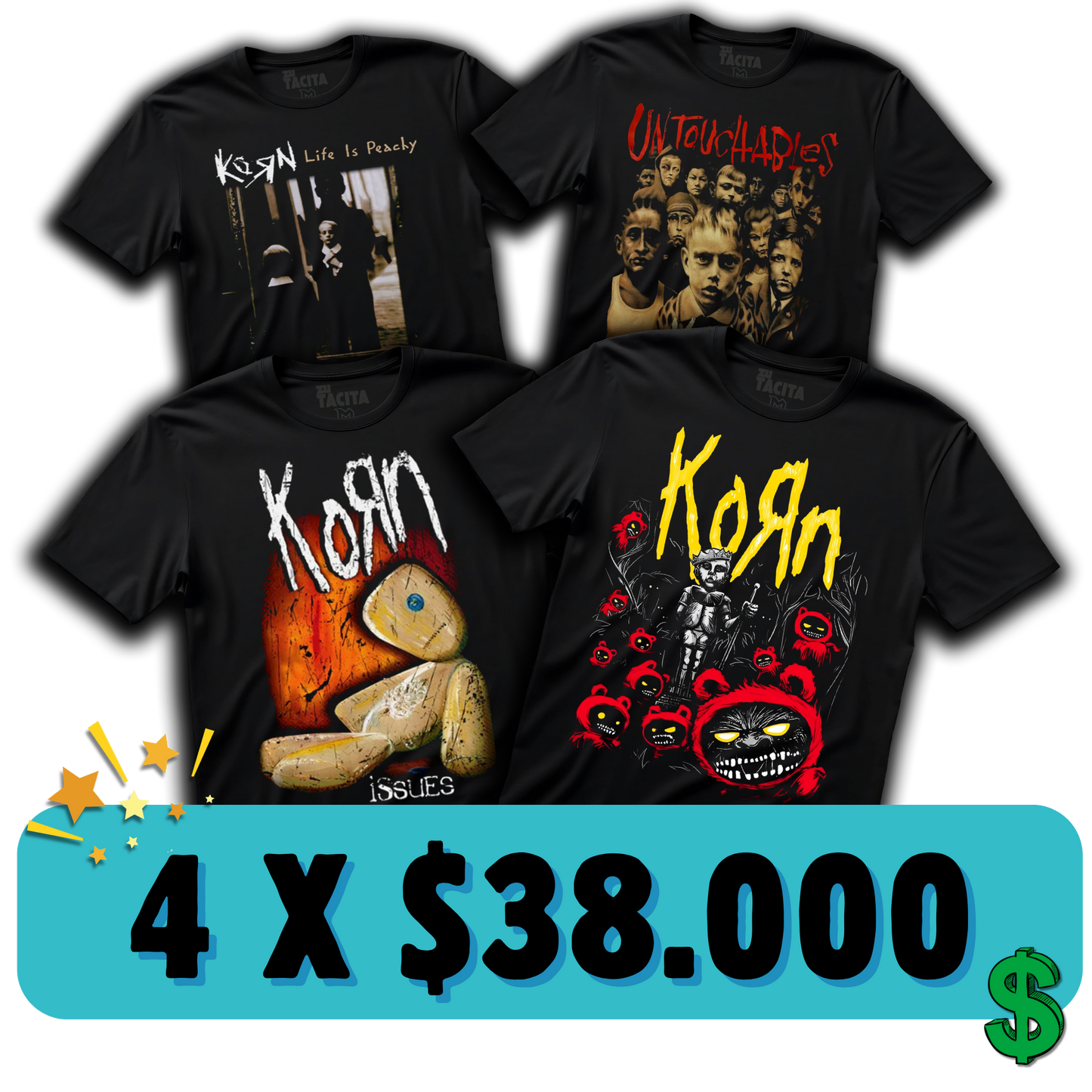 4 POLERAS DE KORN POR $38.000