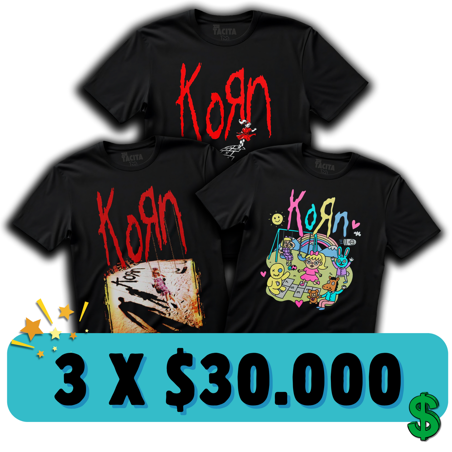 3 POLERAS DE KORN POR $30.000