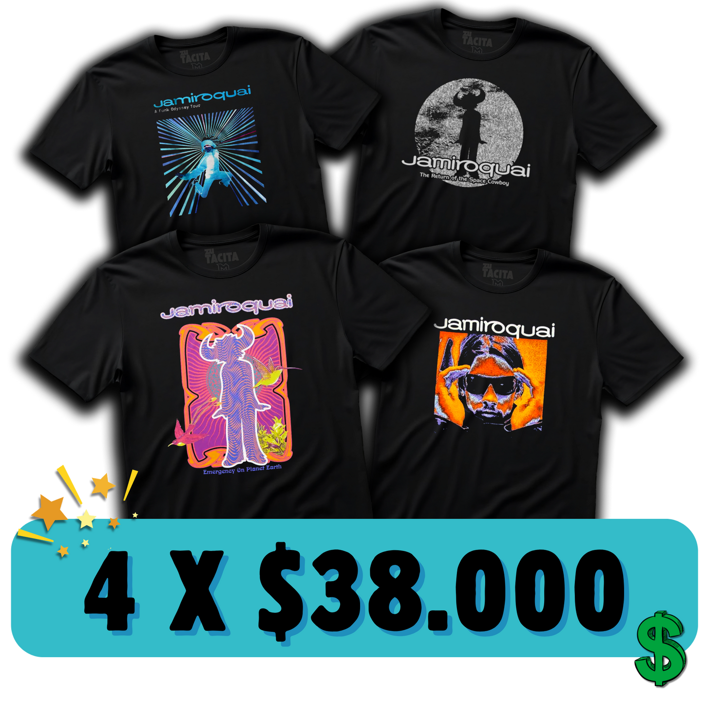 4 POLERAS DE JAMIROQUAI POR $38.000