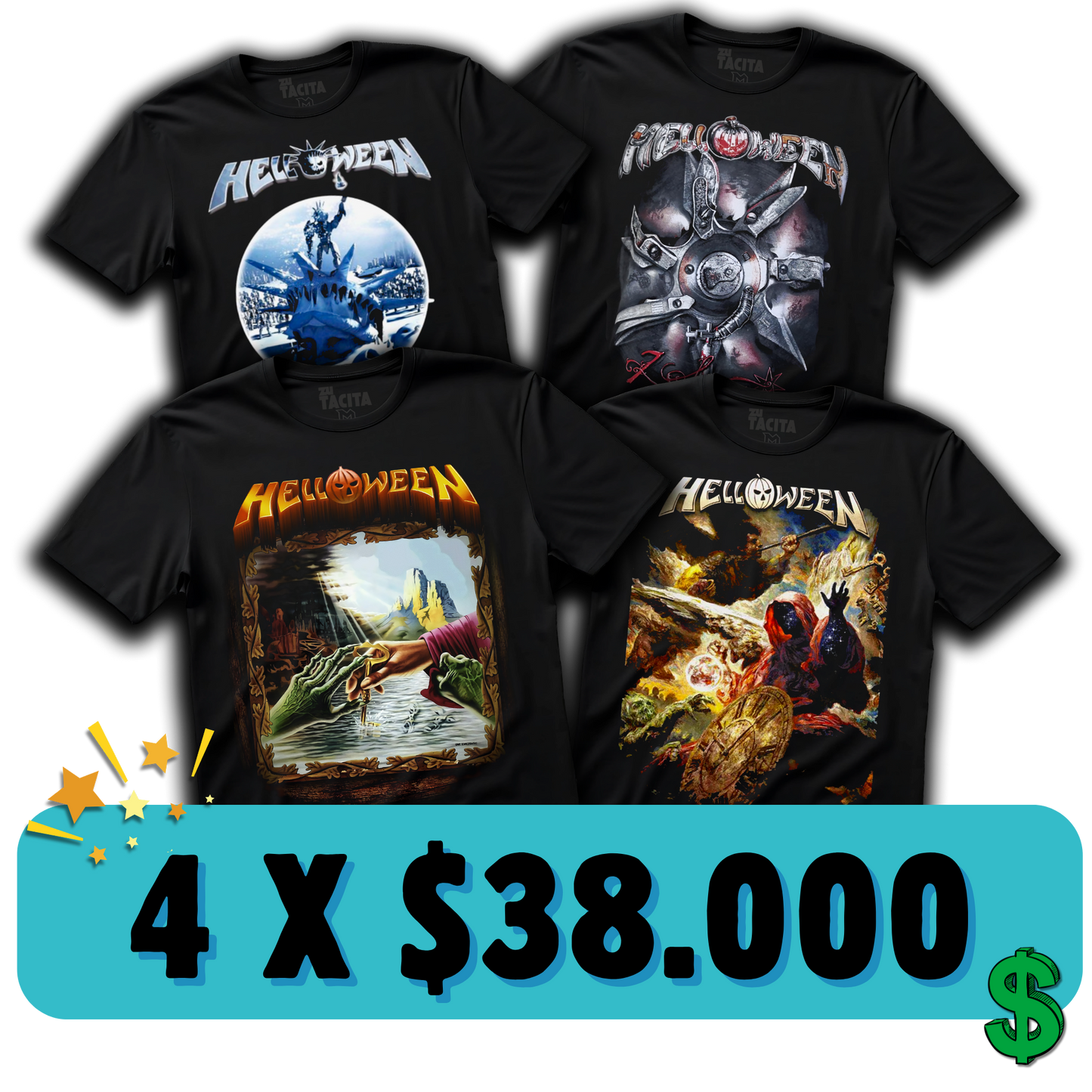4 POLERAS DE HELLOWEEN POR $38.000