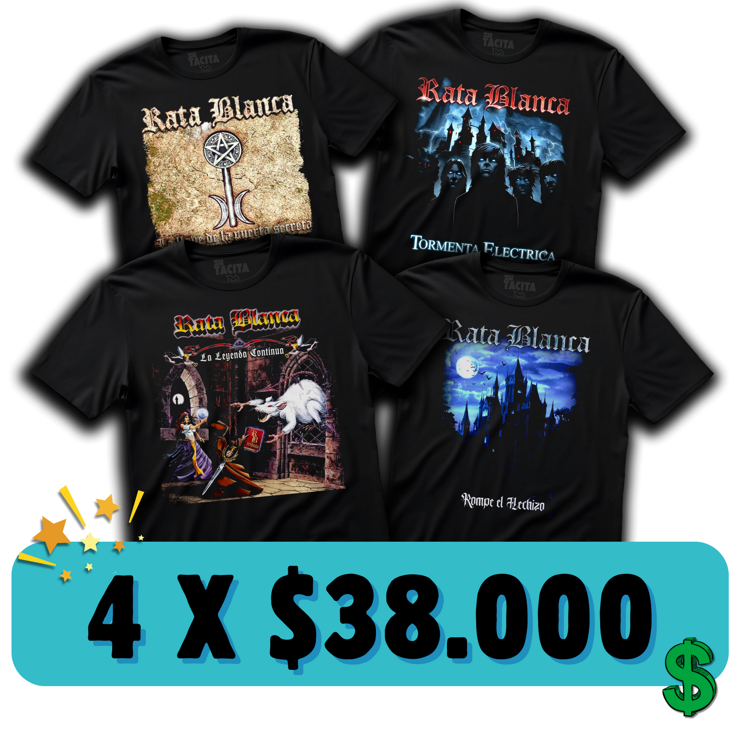4 POLERAS DE RATA BLANCA POR $38.000