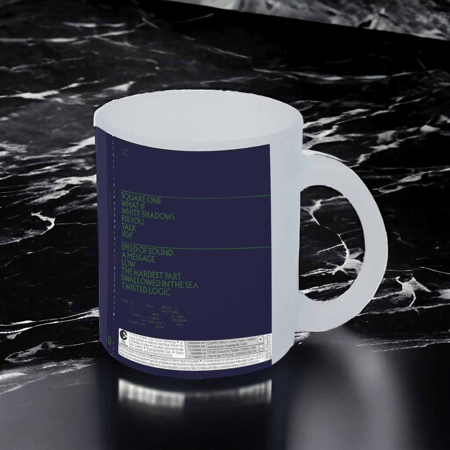 Taza Coldplay Album X&Y vidrio Frosted