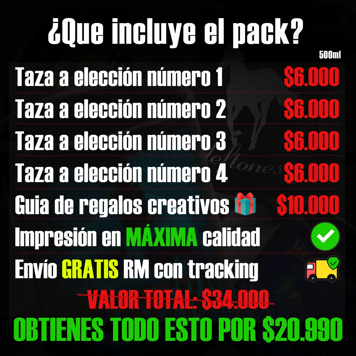 Juego de 4 tazas "Clasicos del Rock"