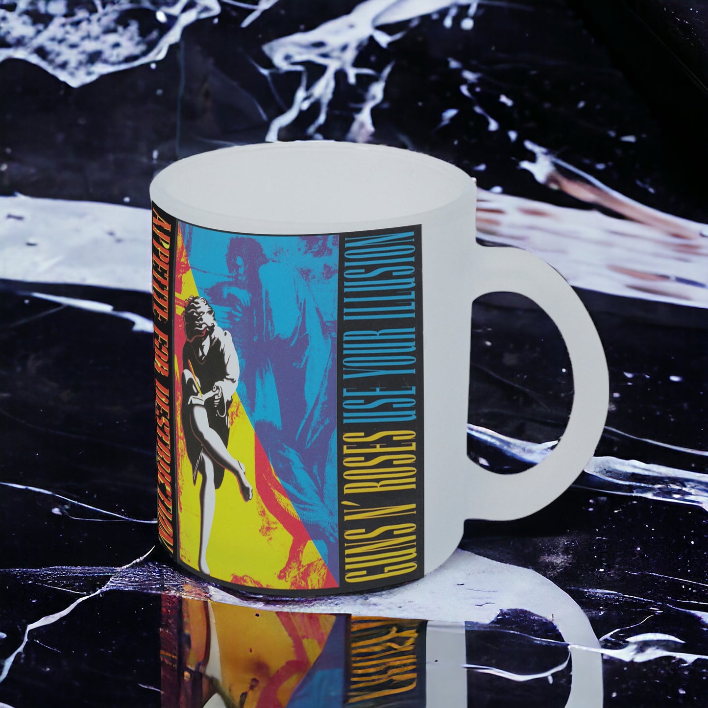 Taza Guns & Roses vidrio Frosted