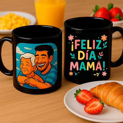 Pack de 2 tazas día de la mamá - Caricatura personalizada