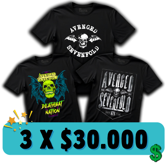 3 POLERAS AVENGED POR $30.000
