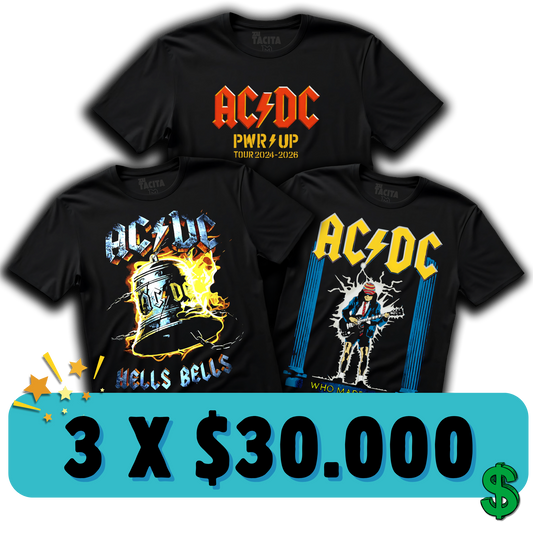 3 POLERAS ACDC POR $30.000