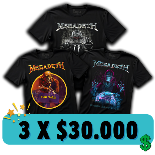 3 POLERAS DE MEGADETH POR $30.000