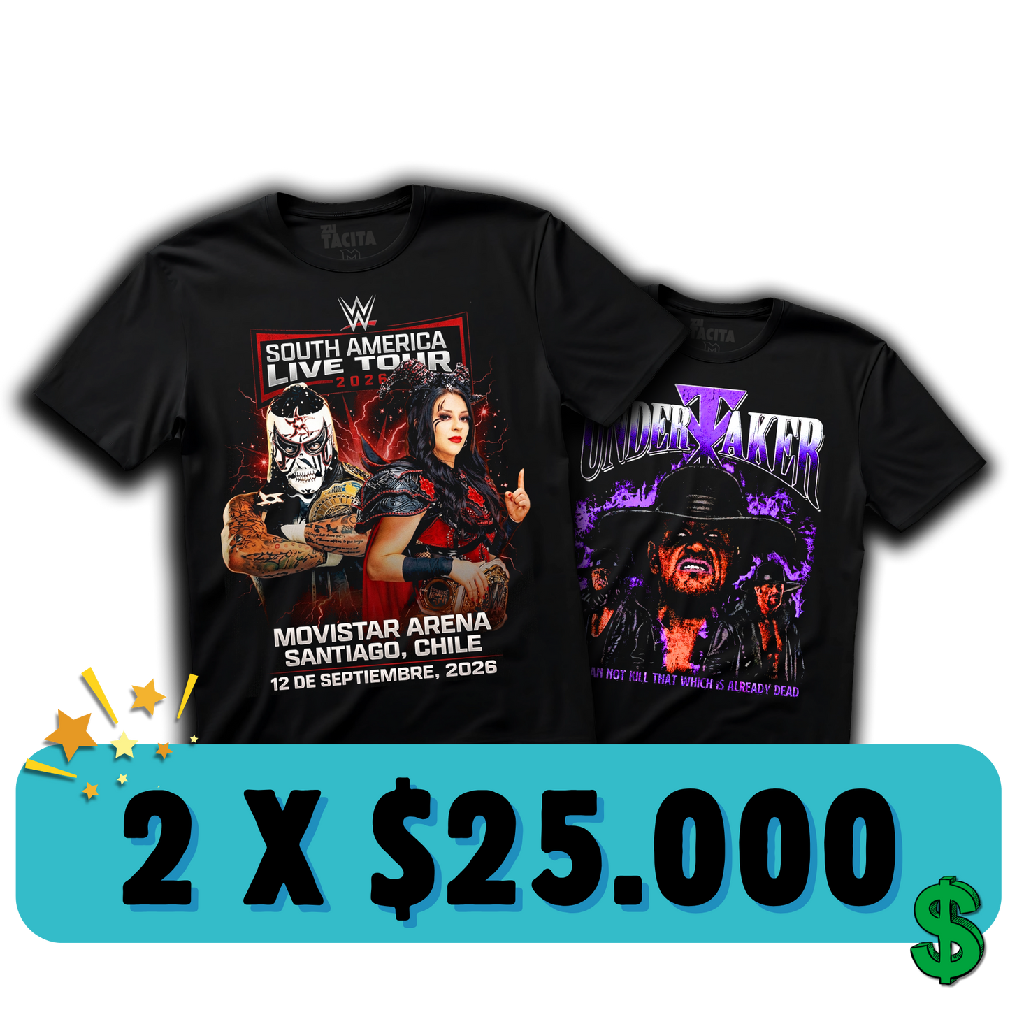 2 POLERAS DE WWE POR $25.000