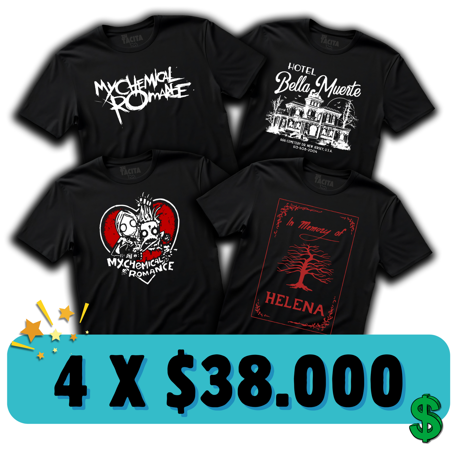 4 POLERAS MCR POR $38.000