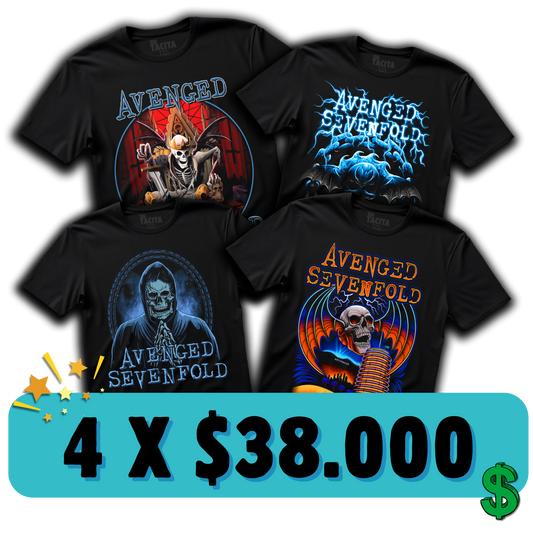 4 POLERAS AVENGED POR $38.000
