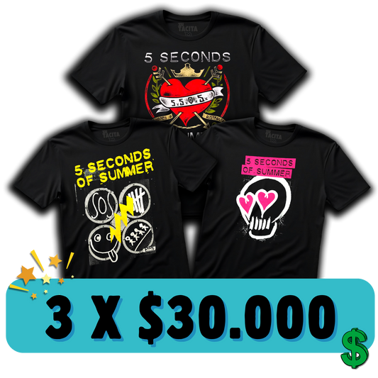 ELIGE 3 POLERAS DE 5SOS POR $30.000