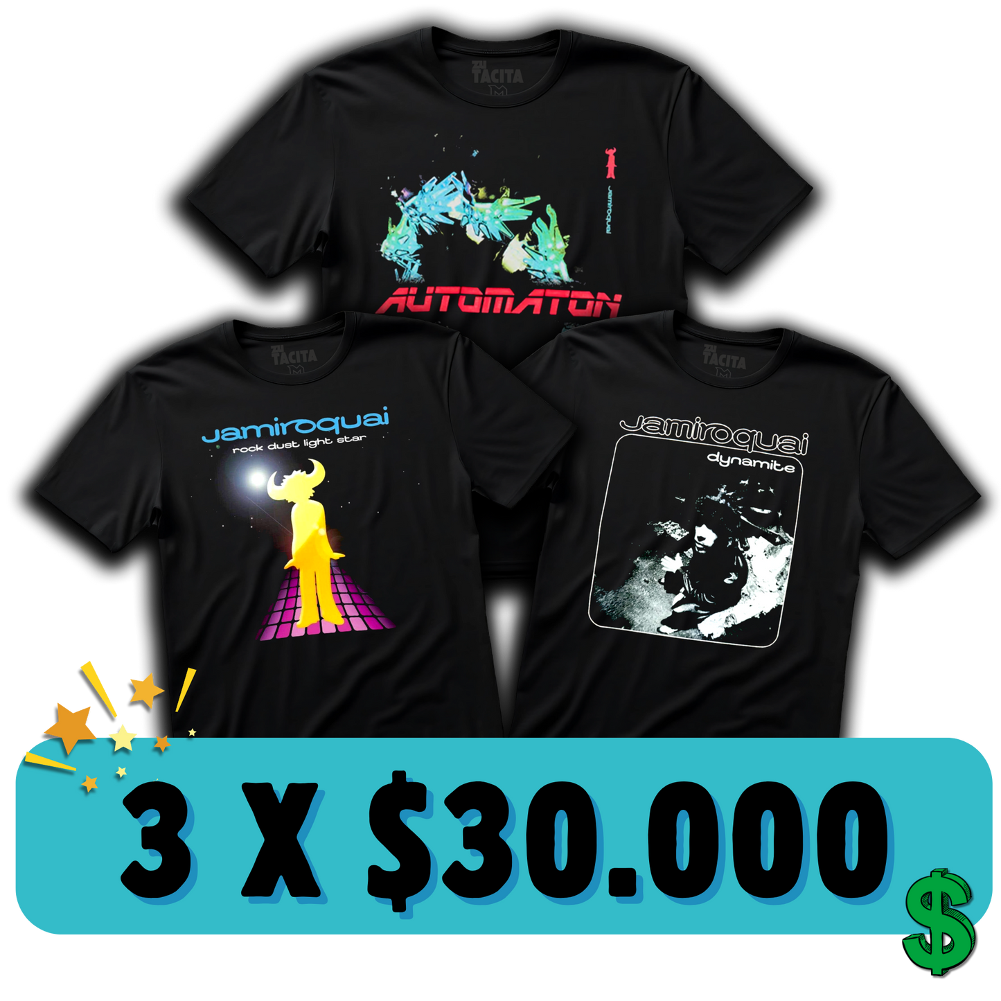 3 POLERAS DE JAMIROQUAI POR $30.000