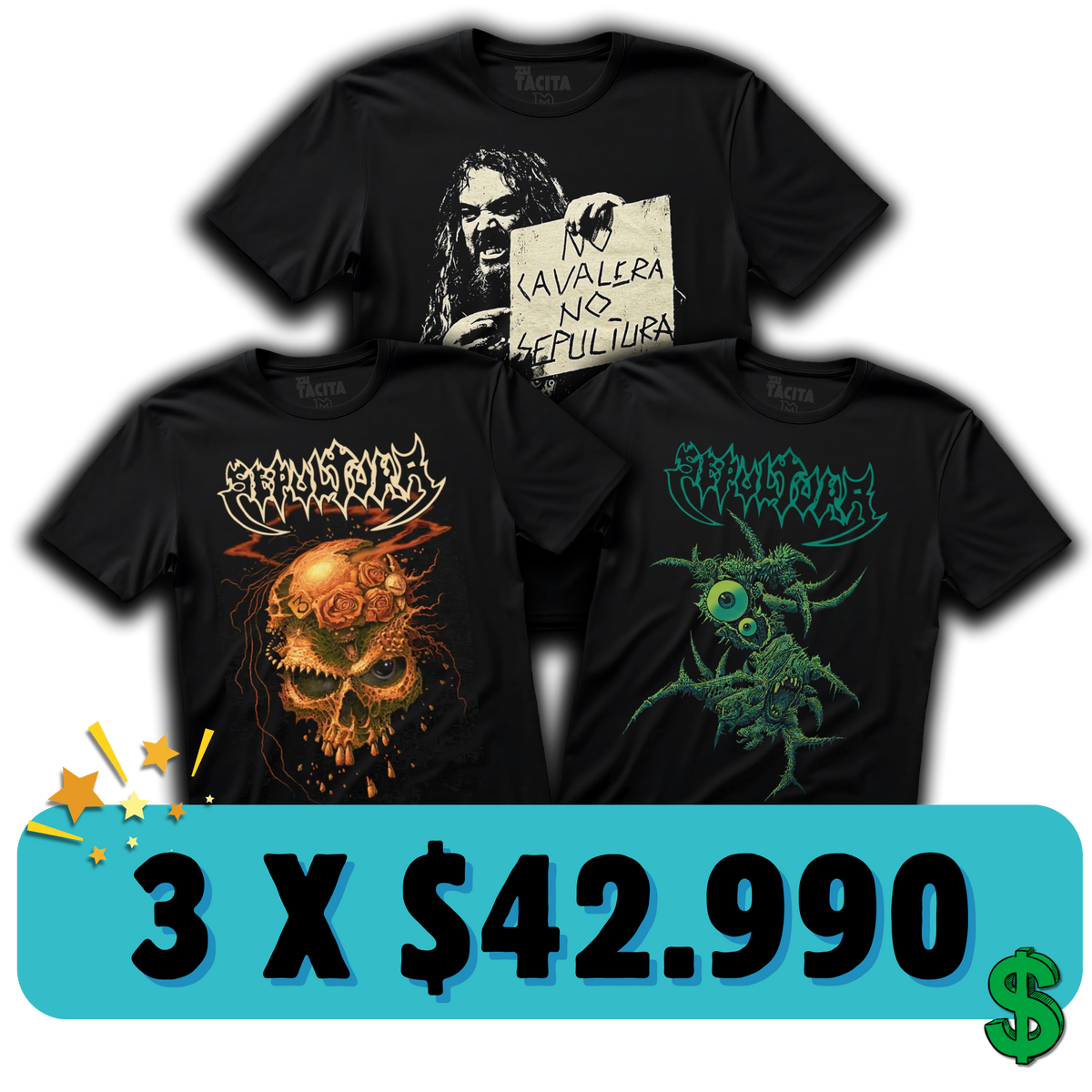 ELIGE 3 POLERAS DE SEPULTURA POR $42.990