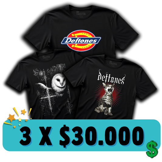 3 POLERAS DEFTONES POR $30.000