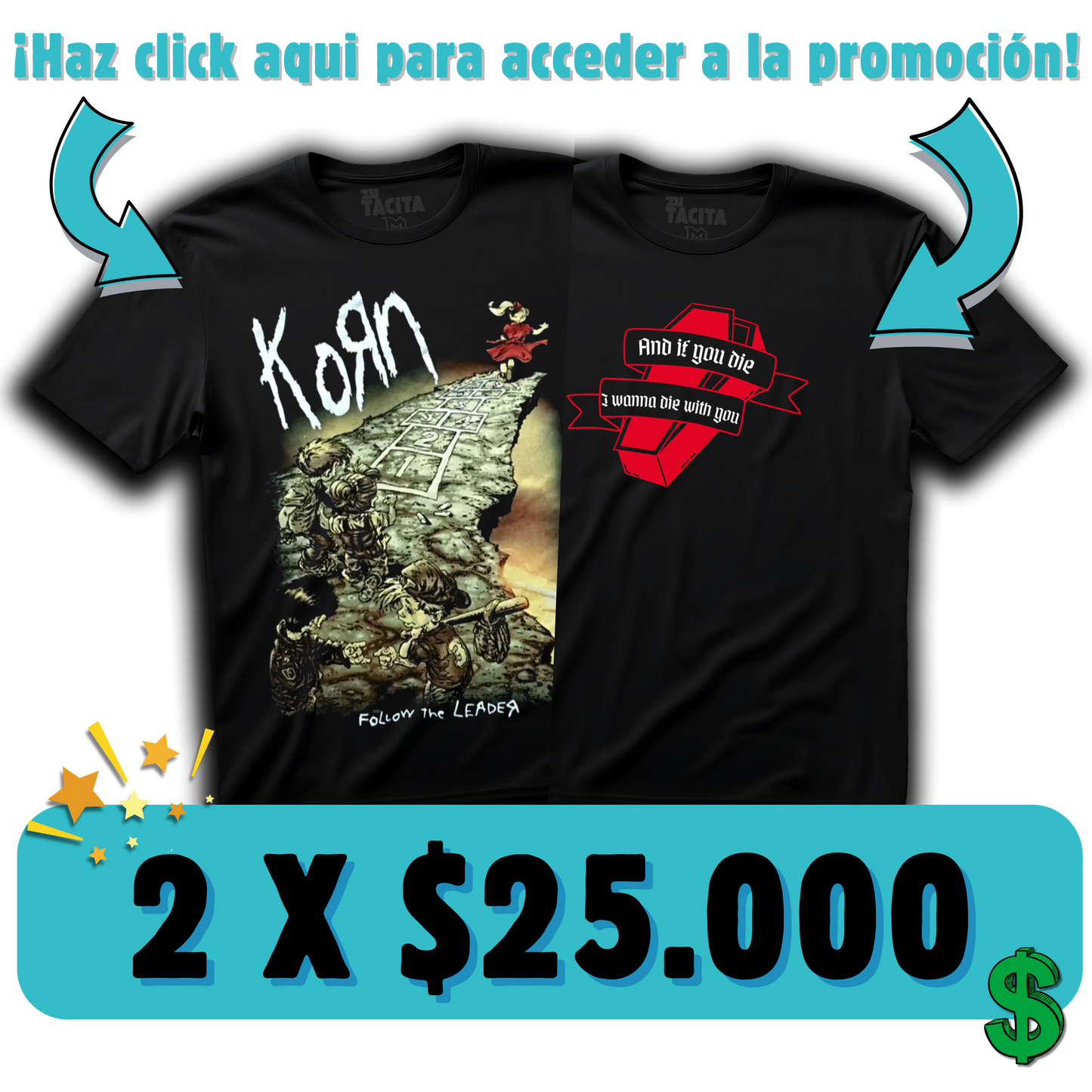 2 POLERAS DE ROCK Y METAL POR $25.000