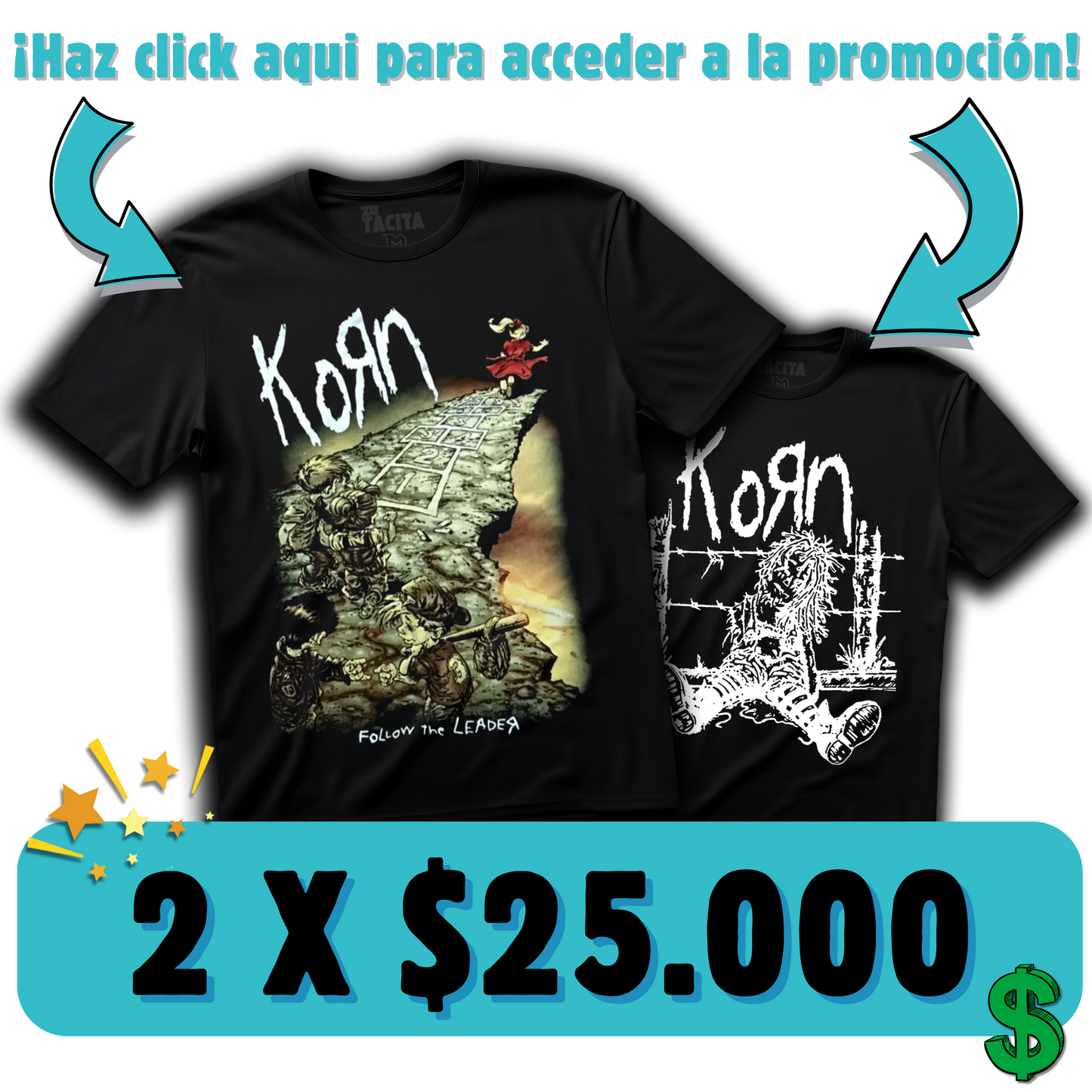 2 POLERAS DE KORN POR $25.000