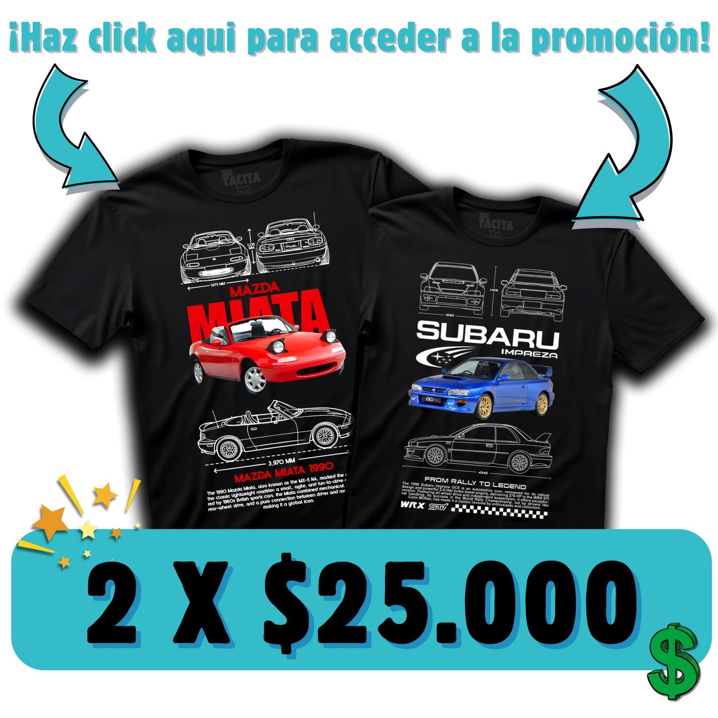 2 POLERAS DE AUTOS POR $25.000