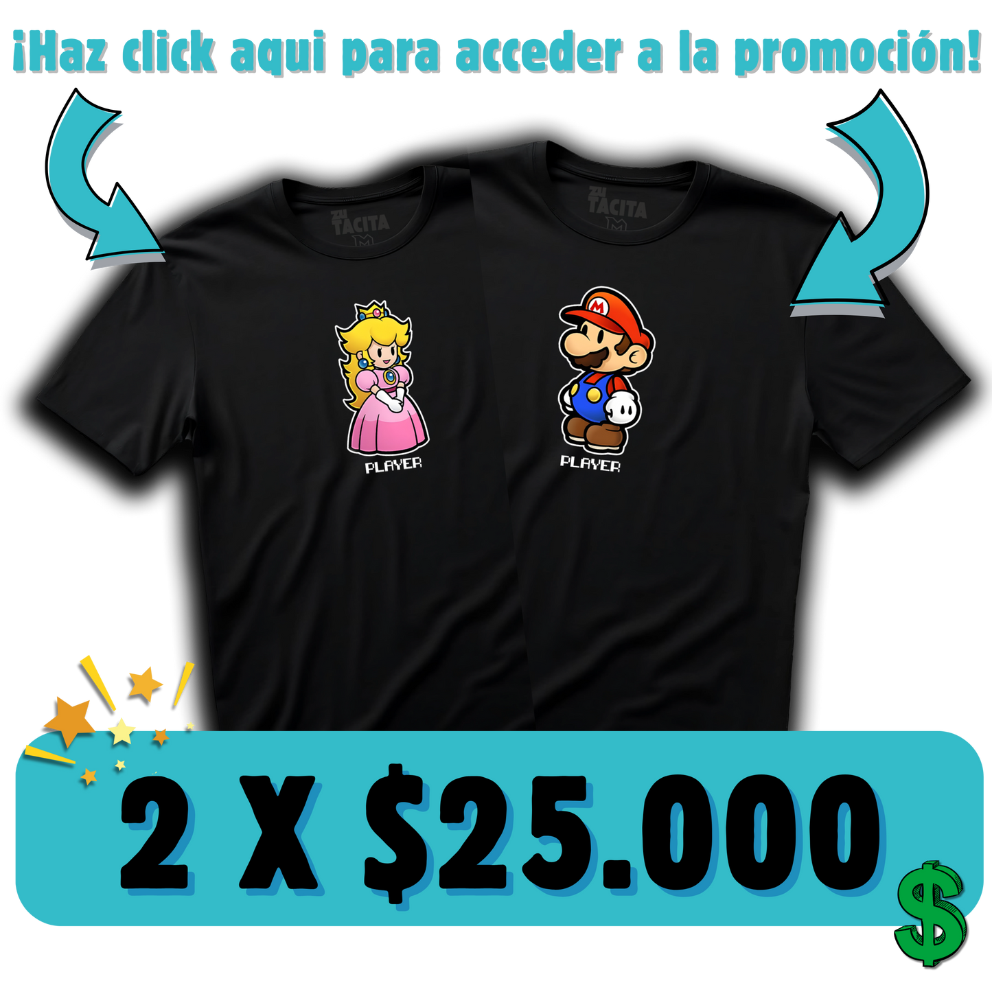 2 POLERAS PLAYER 1 Y 2 POR $25.000