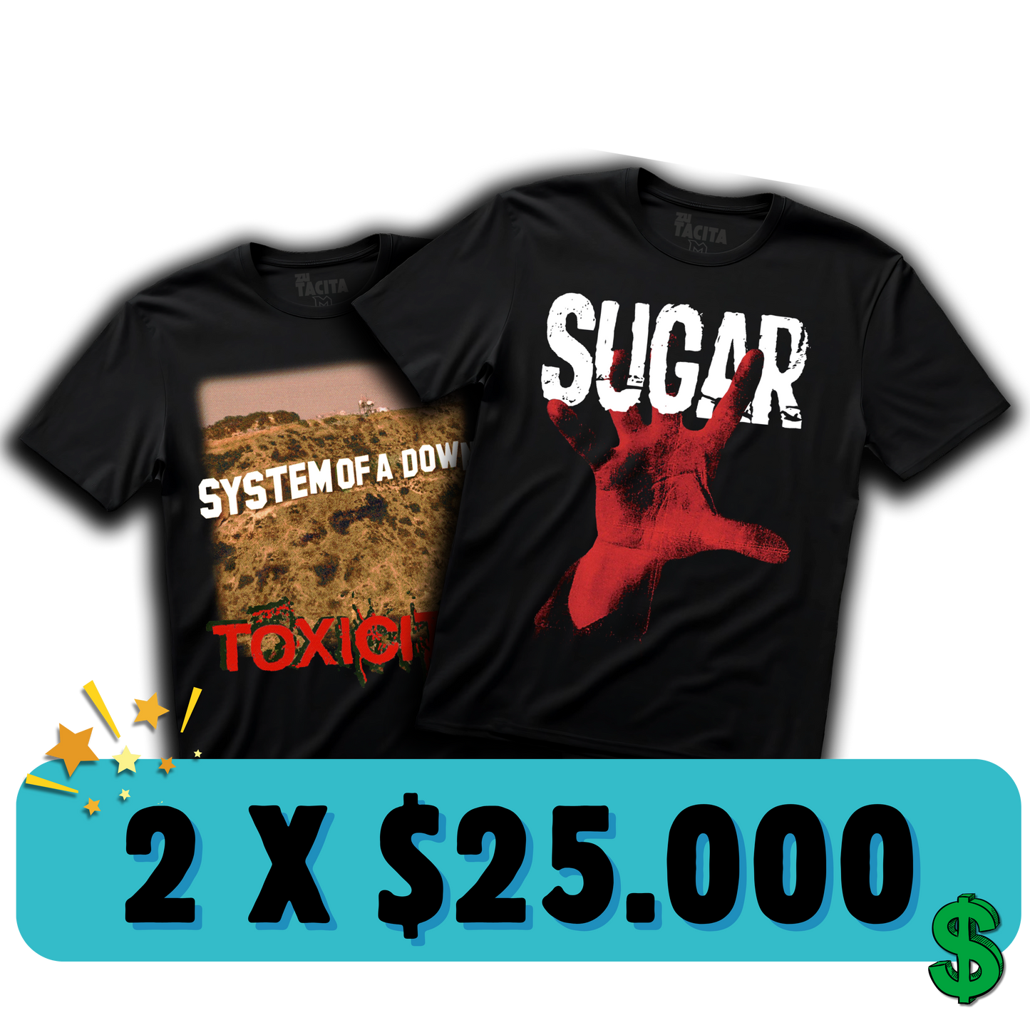 2 POLERAS DE ROCK Y METAL POR $25.000