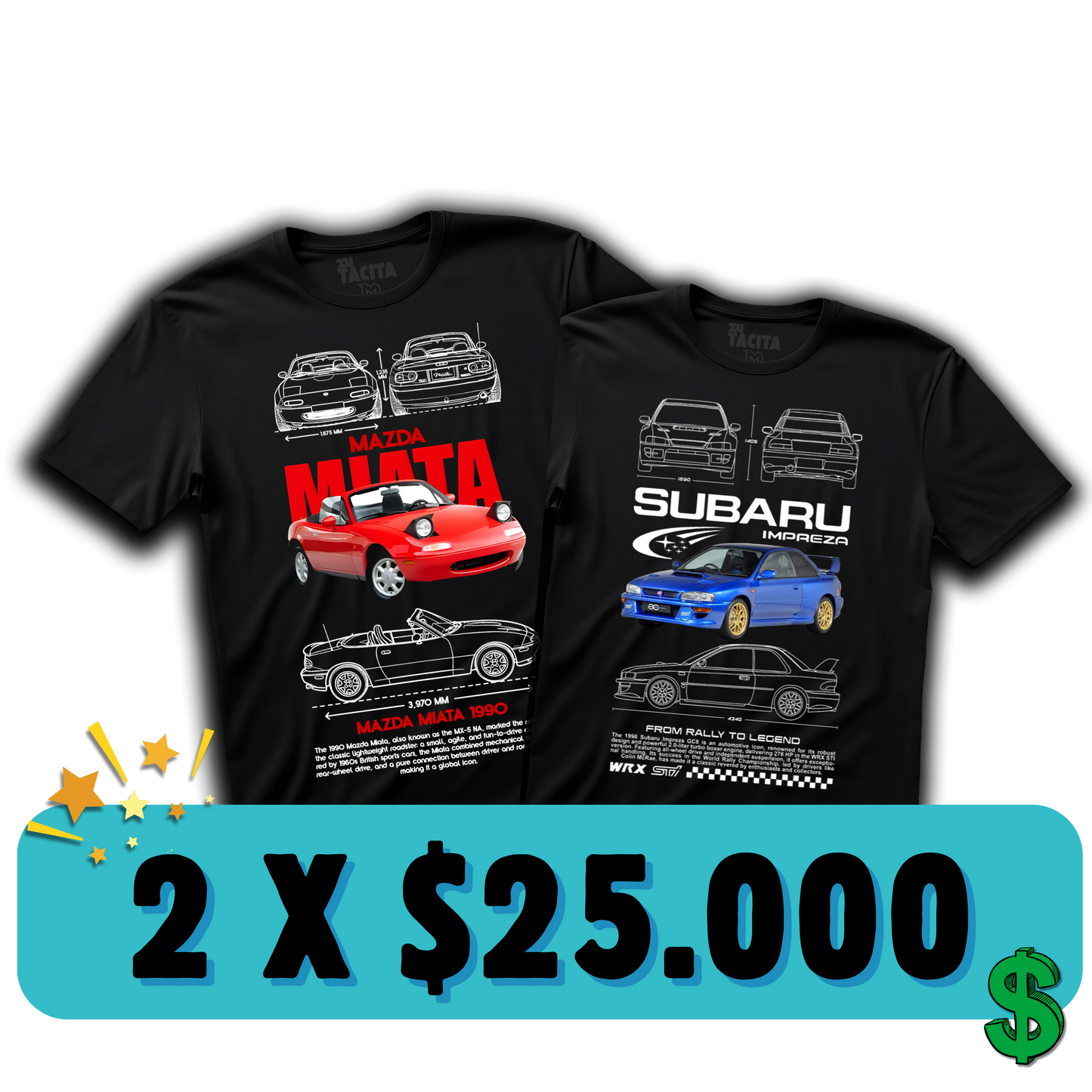 2 POLERAS DE AUTOS POR $25.000