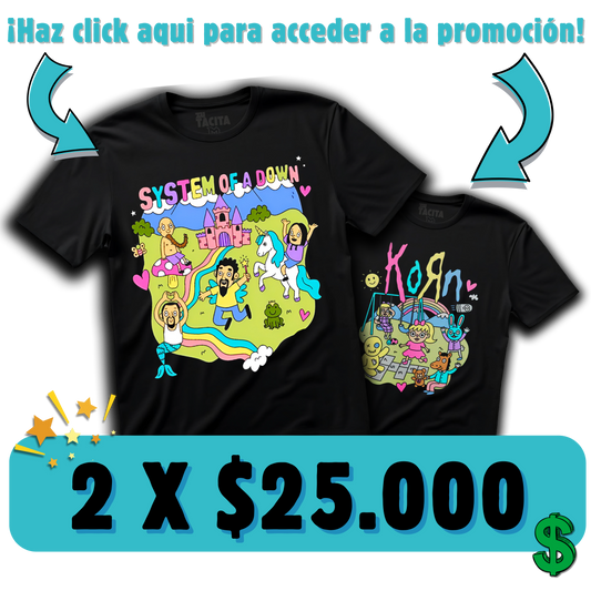 2 POLERAS DE CARICATURAS DE BANDAS POR $25.000