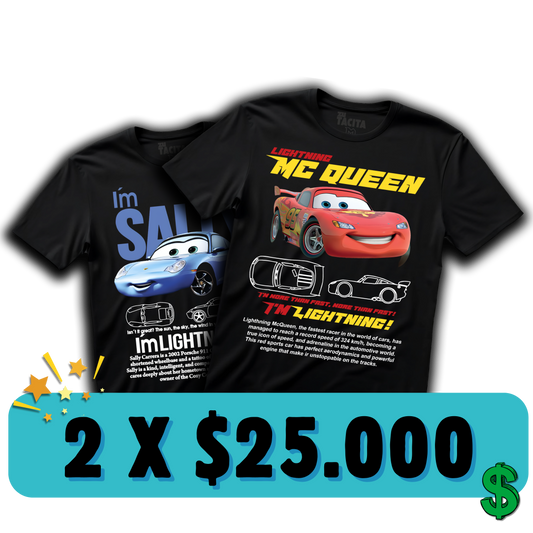 2 POLERAS DE CARS POR $25.000