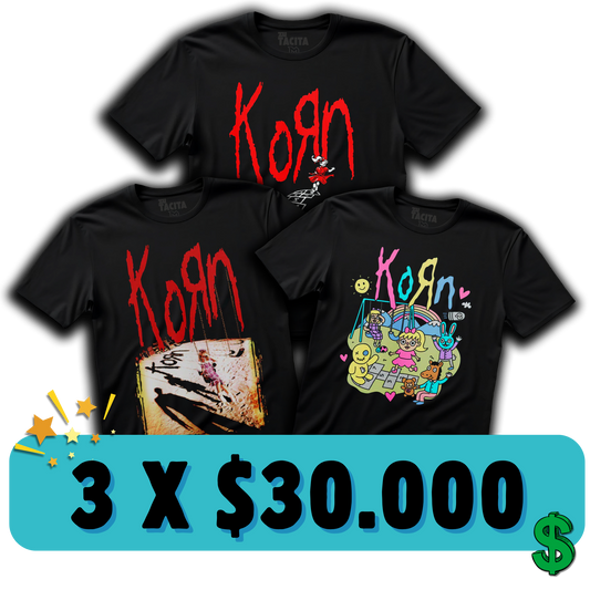 3 POLERAS DE KORN POR $30.000