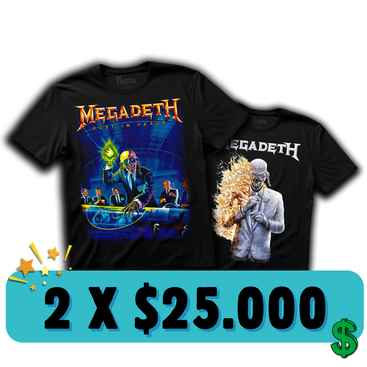 2 POLERAS DE MEGADETH POR $25.000
