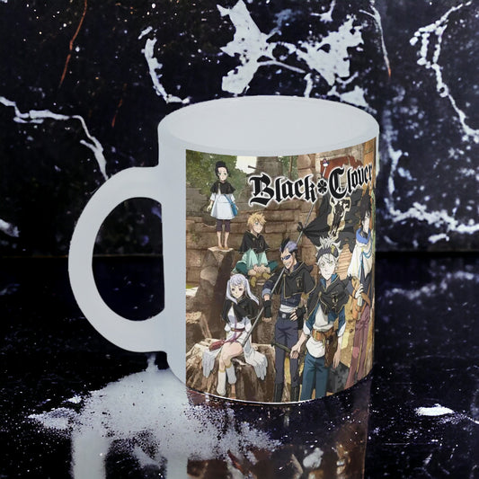Taza Black Clover vidrio Frosted