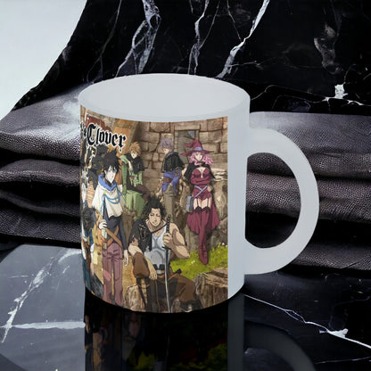 Taza Black Clover vidrio Frosted