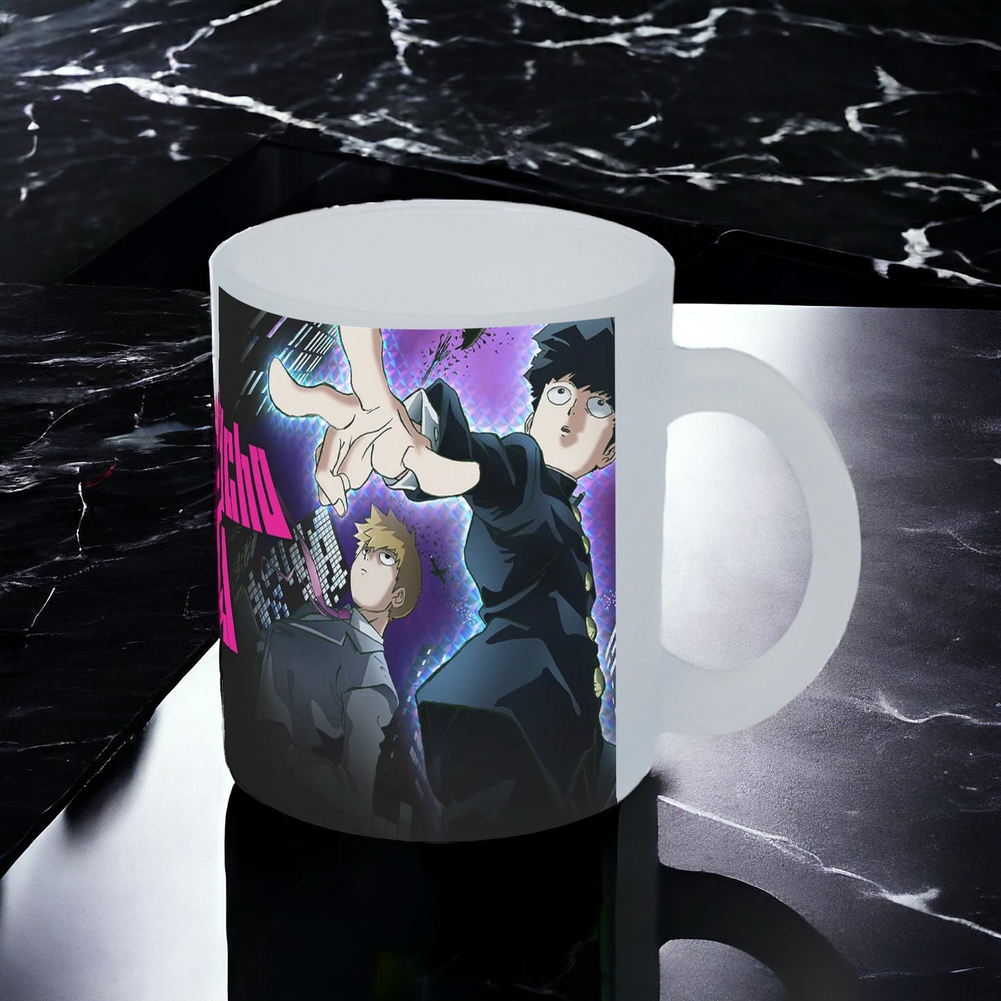 Taza MobPsycho 100 vidrio Frosted - Anime