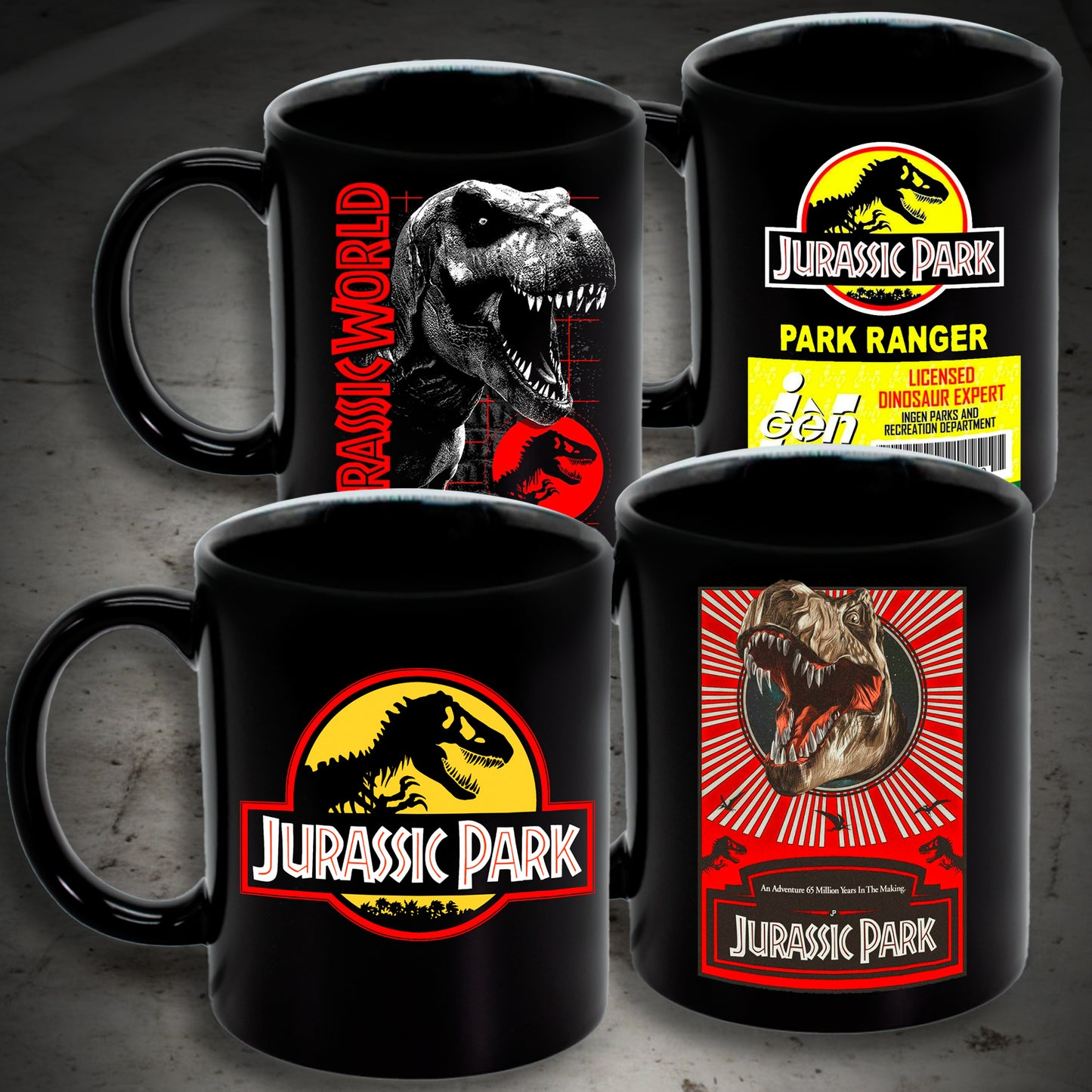 Juego de 4 tazas de Jurassic Park - Elige tus diseños!