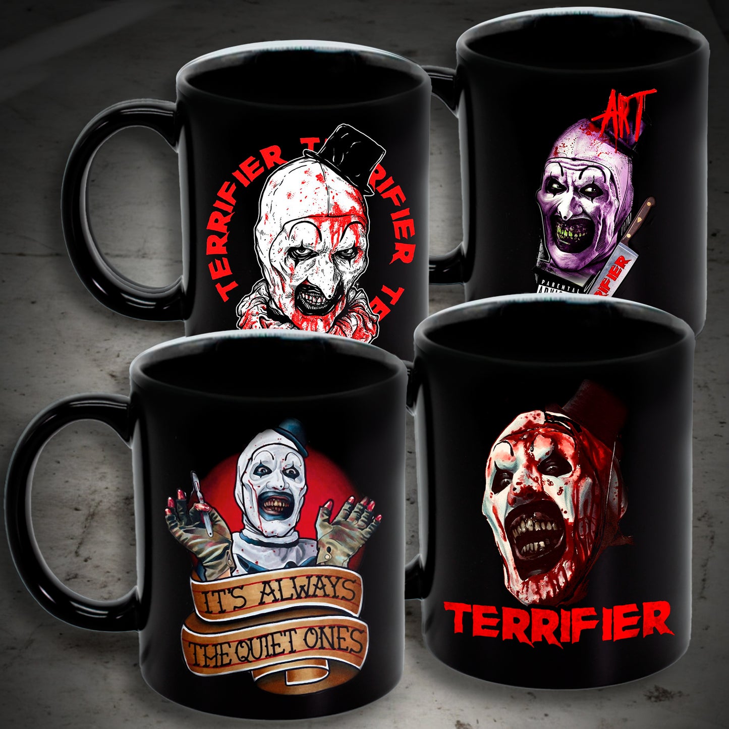 Juego de 4 tazas de Terrifier - Elige tus diseños!