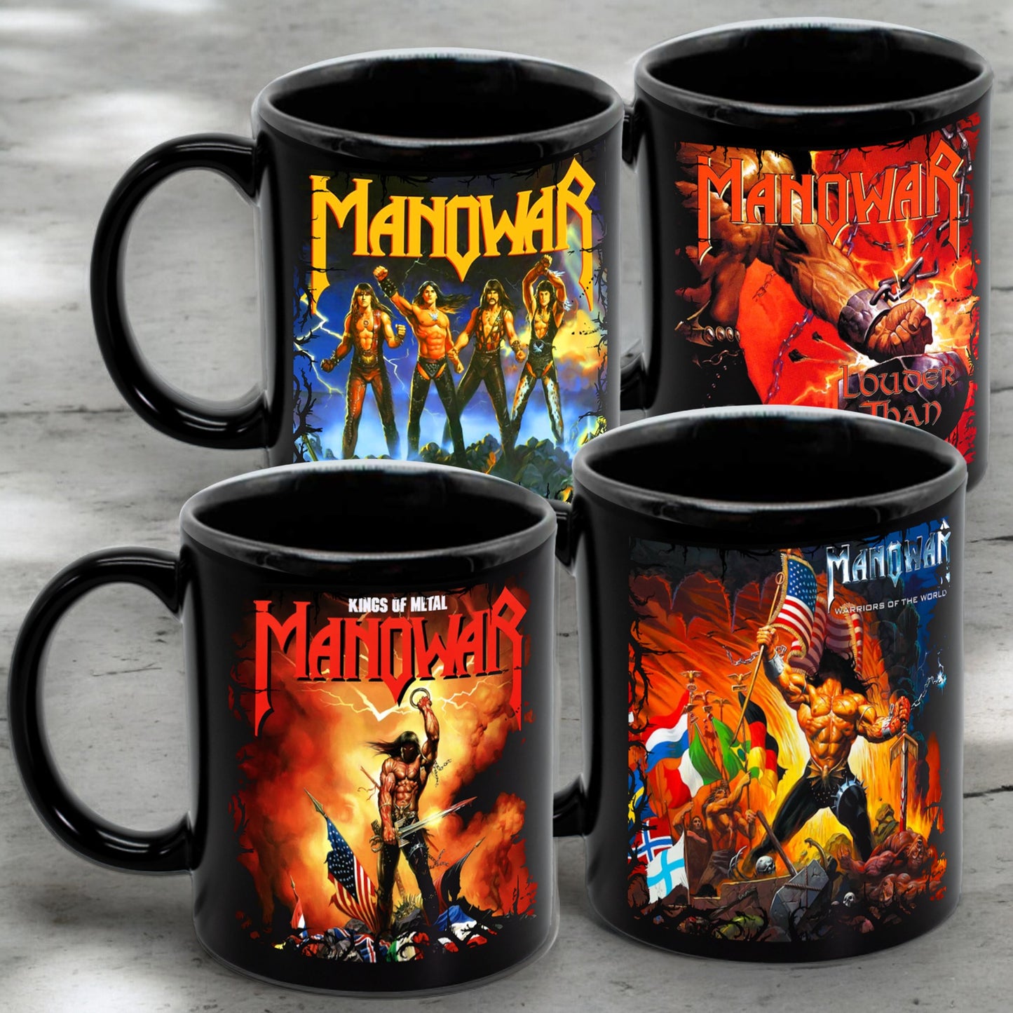 Juego de 4 tazas de Manowar - Elige tus diseños!