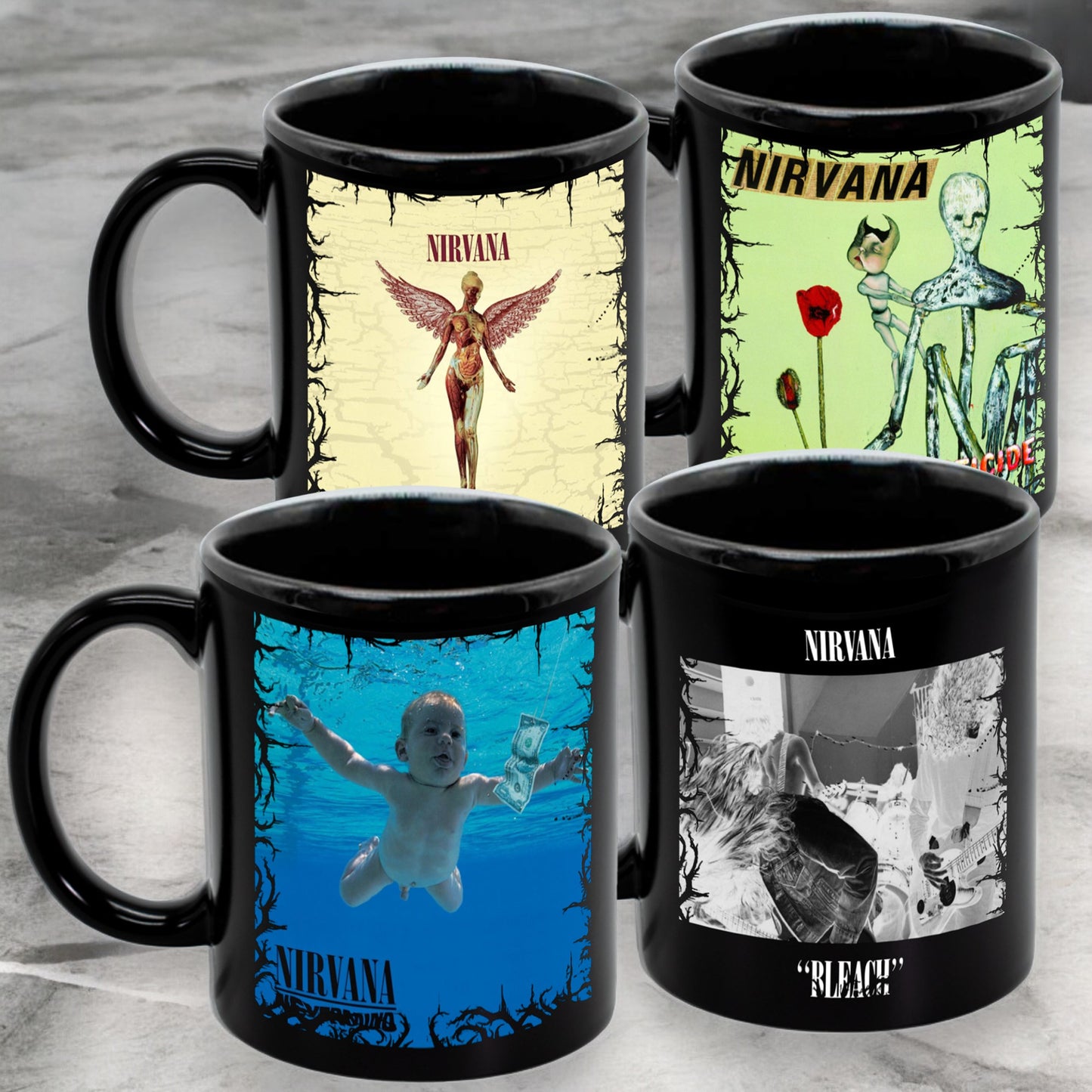 Juego de 4 tazas de Nirvana - Elige tus diseños!