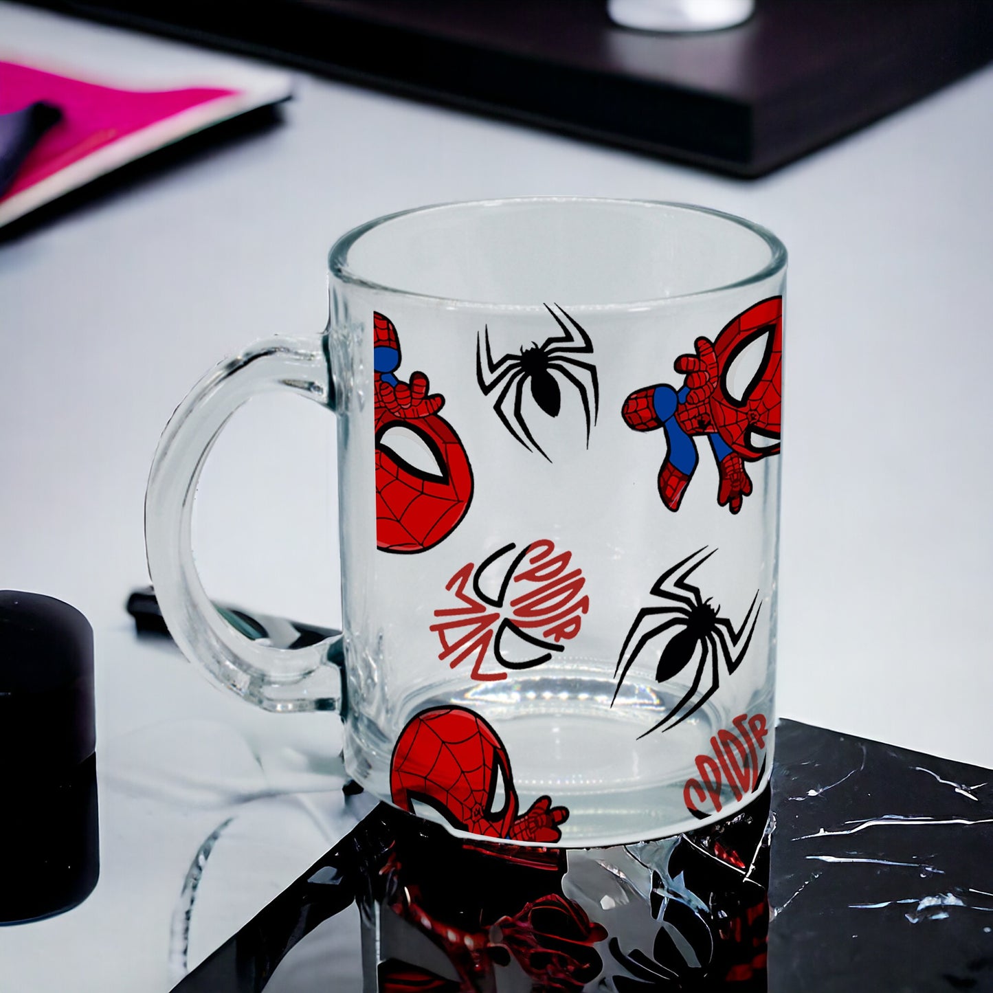 Superhéroes juego de 4 tazas transparentes
