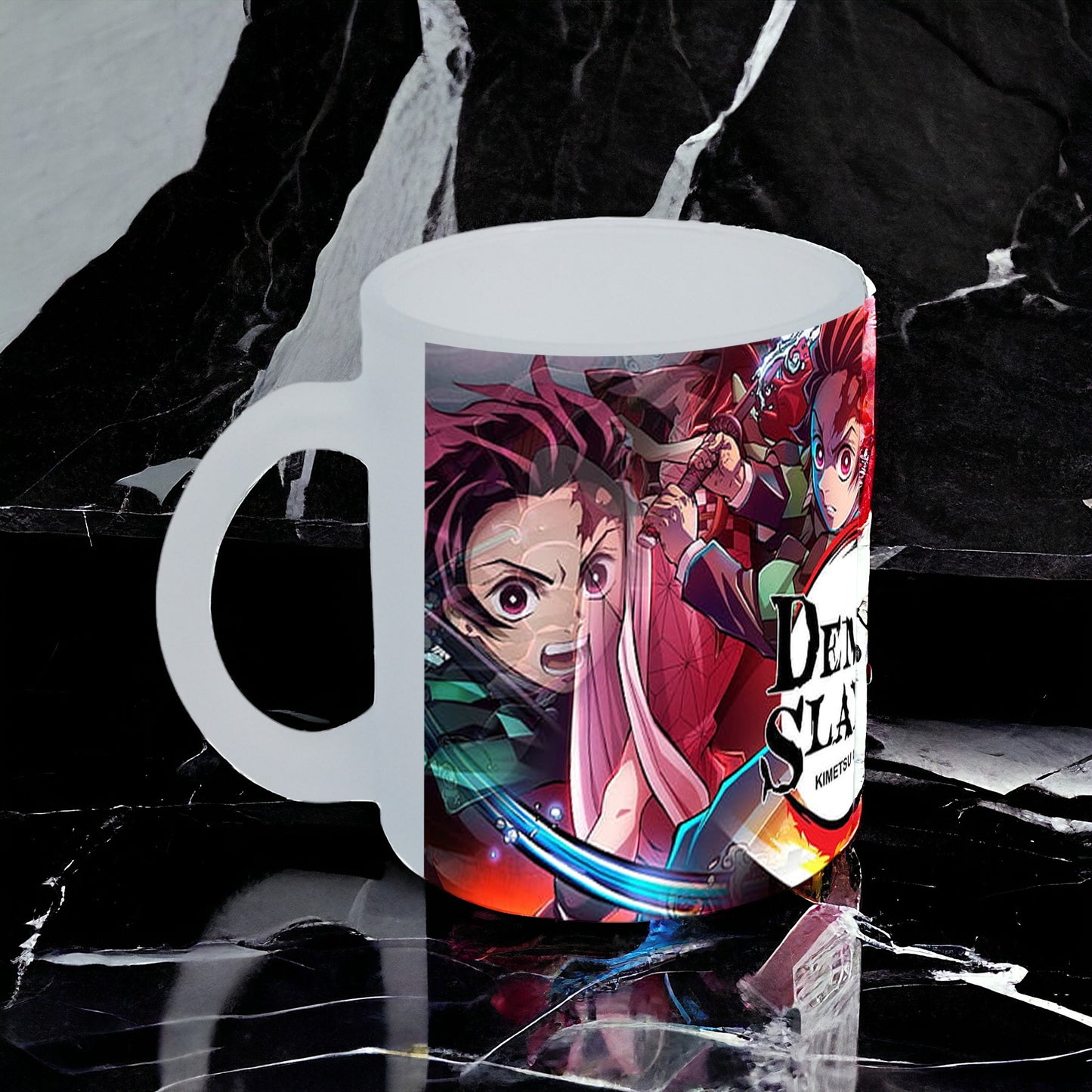 Taza Kimetsu No Yaiba vidrio Frosted