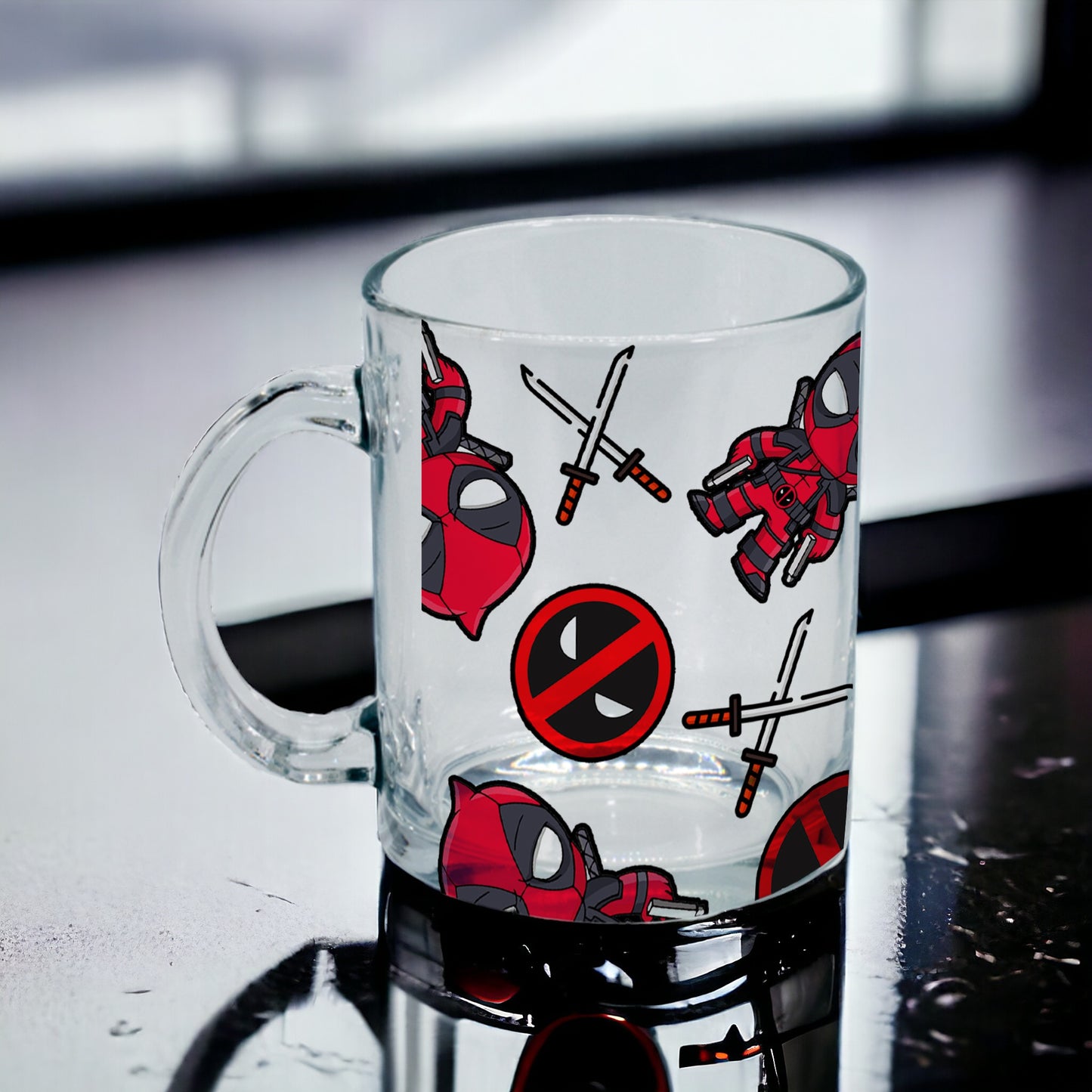 Superhéroes juego de 4 tazas transparentes
