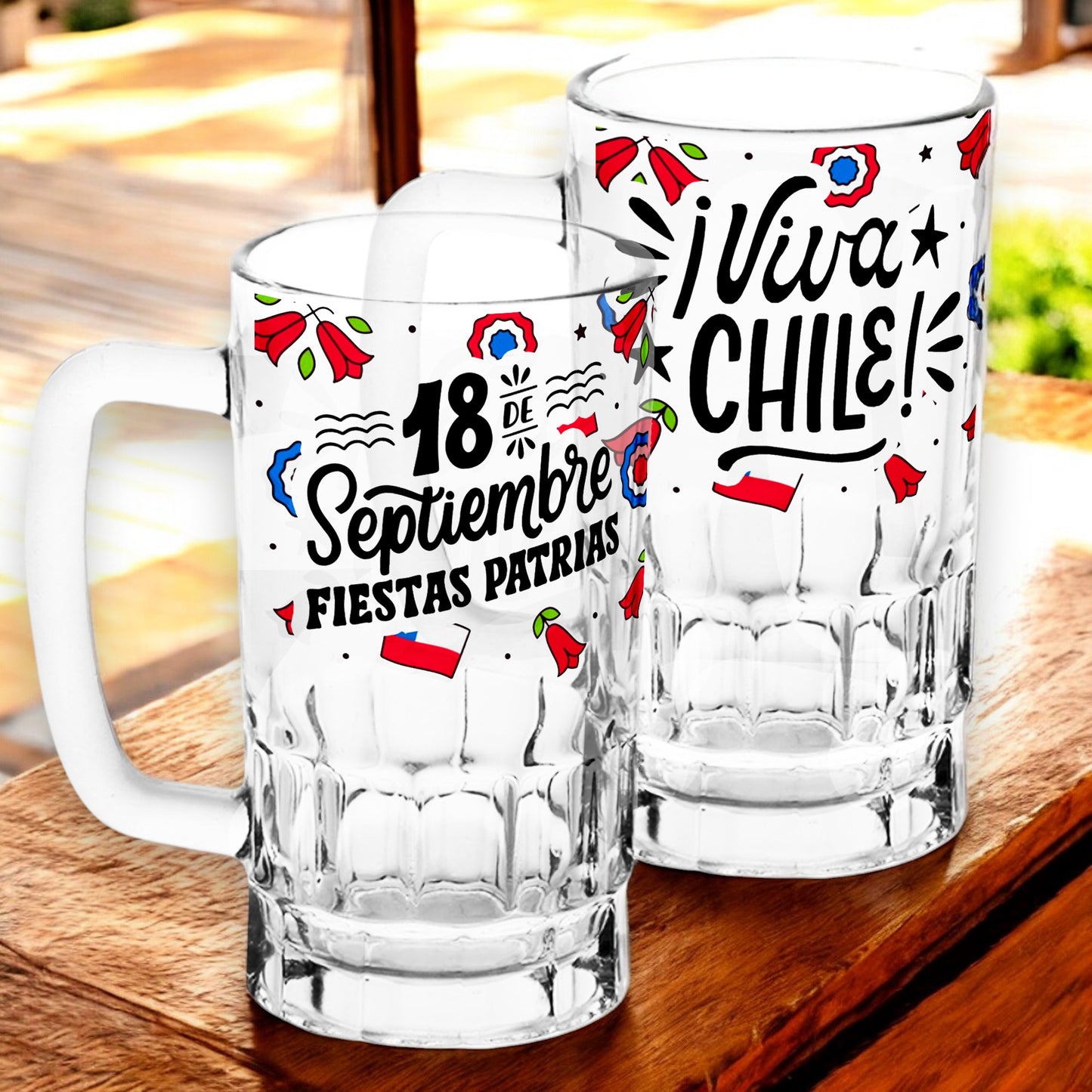 Juego de 2 Vasos "TERREMOTEROS" - Fiestas patrias CHILE