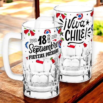 Juego de 2 Vasos "TERREMOTEROS" - Fiestas patrias CHILE