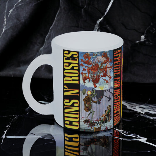 Taza Guns & Roses vidrio Frosted